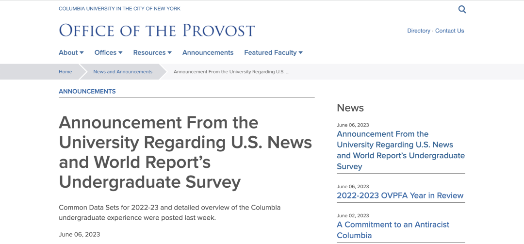 哥伦比亚大学宣布永久退出 U.S. News 本科排名!|附2023年Commom APP/综合性大学TOP70文书范文合集免费下载领取！